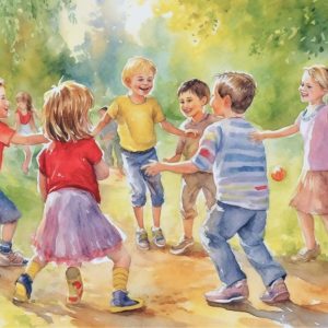 Children Playing Circle Poster